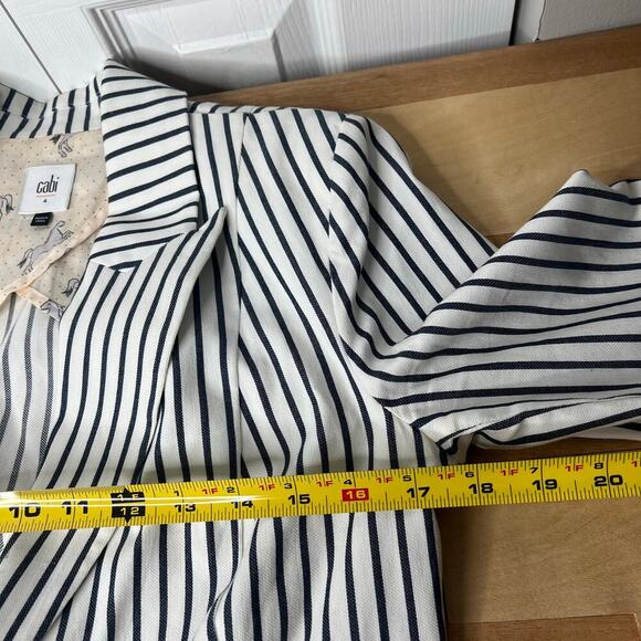 Cabi White Navy Striped Bell Sleeve Jacket Blazer Size 4 Style 5295 Twee Career - Picture 10 of 12